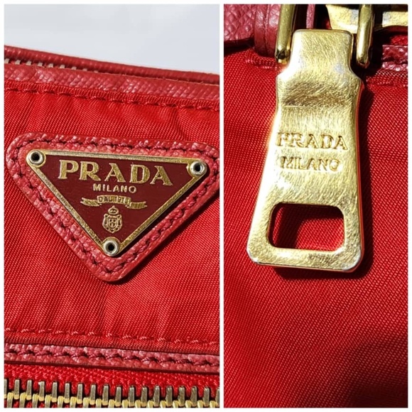 Authentic PRADA Tessuto Nylon Small Shoulder Bag Red - Picture 10 of 15